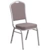 Crown Back Banquet Chair - Gray Dot Fabric w/Silver Frame