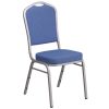 Crown Back Banquet Chair - Blue Fabric w/Silver Frame
