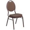 Teardrop Back Banquet Chair - Brown Pattern Fabric w/Copper Frame