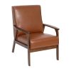 Langston Modern Arm Chair - Cognac Leather/Faux Leather, Walnut frame