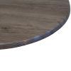 Molded Melamine Outdoor Tabletop - Aged Oak - Corner View of Round Top