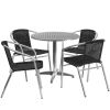 Stainless Outdoor Set - Stainless Table Top w/Black Rattan Chairs