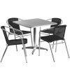 Stainless Steel Outdoor Set - Stainless Top w/Black Rattan Chairs