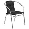 Stainless Steel Outdoor Set - Black Rattan Chair