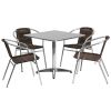 Stainless Steel Outdoor Set - Stainless Top w/Brown Rattan Chairs
