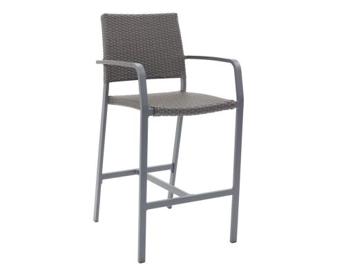 BAL-5725A Outdoor Restaurant Barstool - Anthracite Black Seat/Back - Indo Frame