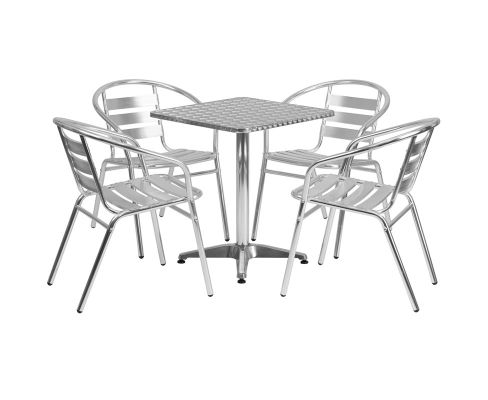 Stainless Steel Outdoor Set - Stainless Table Top w/ Aluminum Chair