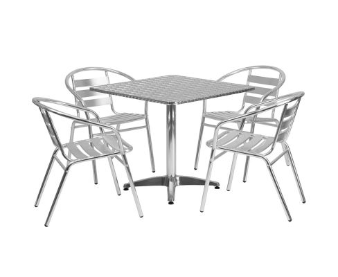 Stainless Outdoor Set - Stainless Steel Table Top w/ Aluminum Chair