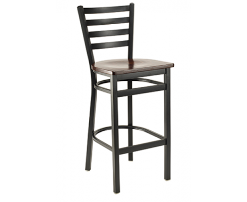 Dante 613W Ladderback - Black Steel Frame/Mahogany Wood Seat