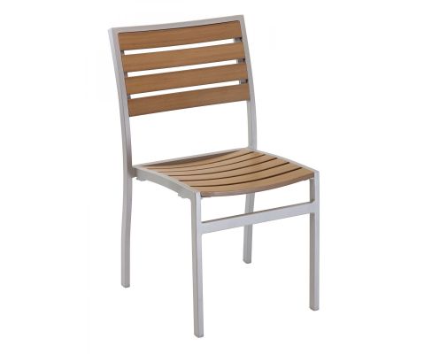AL-5602 Outdoor Side Chair - Silver Frame/Teak