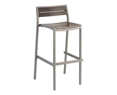 BAL-5700 Outdoor Barstool - Gray Frame/Gray Faux Teak