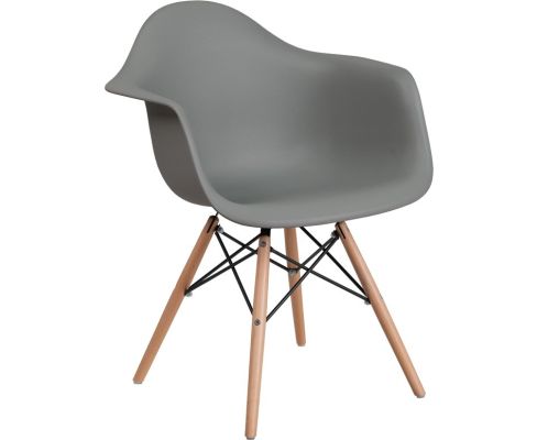 Alonza Plastic Wood Base Chair - Gray