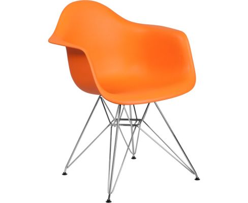 Alonza Plastic Chair with Chrome Frame - Orange
