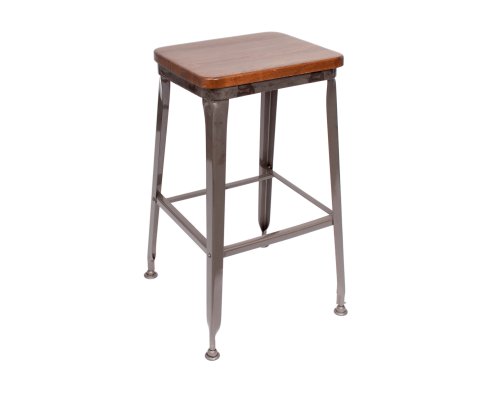 Lincoln Metal Frame Barstool - Autumn Ash Wood Seat