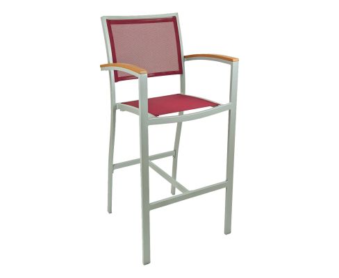 BAL-5624 Outdoor Barstool - Silver/Wine