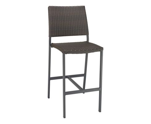 BAL-5725S Outdoor Restaurant Barstool - Anthracite Black Seat/Back - Indo Frame