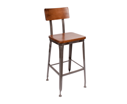 Lincoln Metal Frame Barstool - Autumn Ash Wood Seat