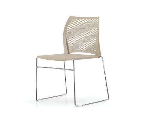 Hoopz Stack Chair - Silver Metal Frame/Balanced Beige Seat