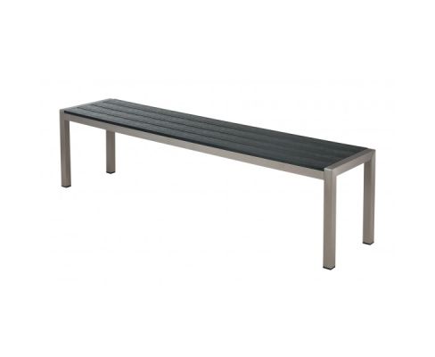 Synthetic Teak Bench - Aluminum Frame with Black Teak Slats