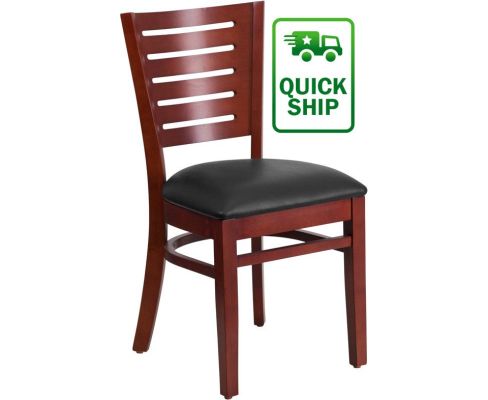 Darby Wood Frame Chair - Mahogany w/ Black Vinyl Seat