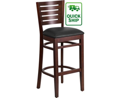 Darby Wood Frame Barstool - Walnut w/ Black Vinyl Seat