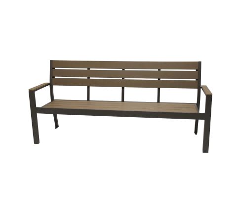 Durango Bench with Arms - Shown in Bronze Frame with Teak Slats