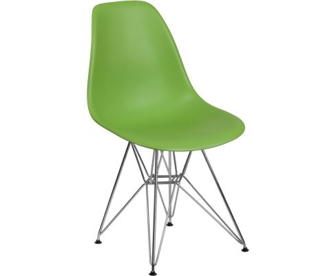 Elon Plastic Chair with Chrome Frame - Green
