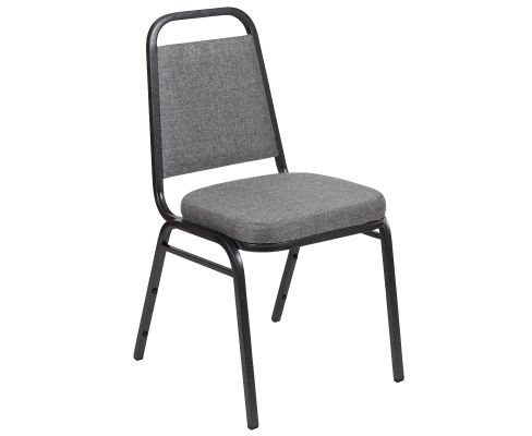 Trapezoidal Back Banquet Chair - Gray Fabric w/Silvervein Frame