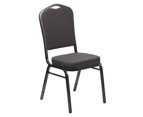 Crown Back Banquet Chair - Gray Fabric w/Silvervein Frame