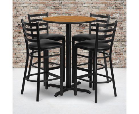 Laminate Table Set - Natural/Black Vinyl