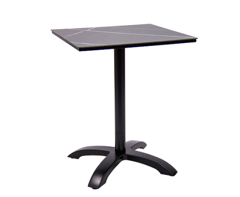 High Pressure Laminate Outdoor Tables - shown in Dark Gray/White Veining, 24" x 24"