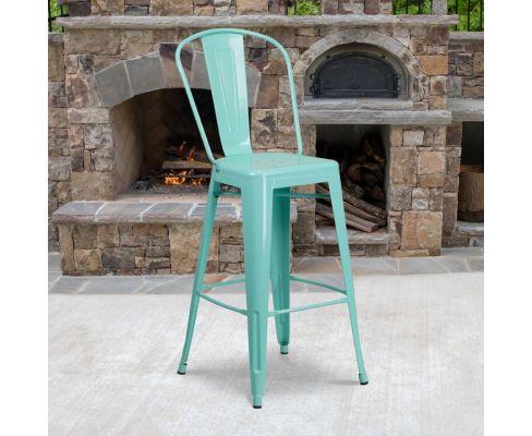Kai Indoor Outdoor Bar Height Stool - Mint Green