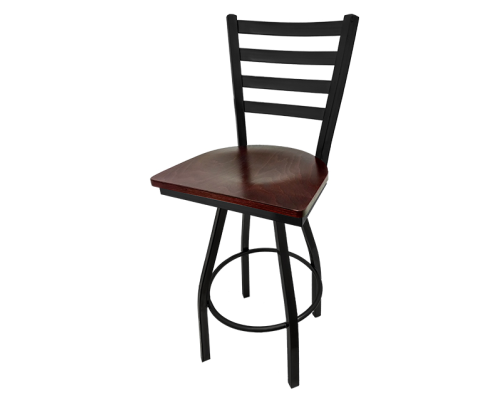 Ladderback Swivel Barstool - Black Frame/Wood Seat