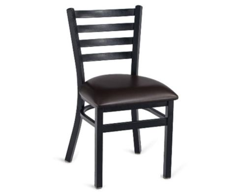 Dante 513B Ladder Back Metal Frame Chair - Black Steel Frame/Black Vinyl Seat