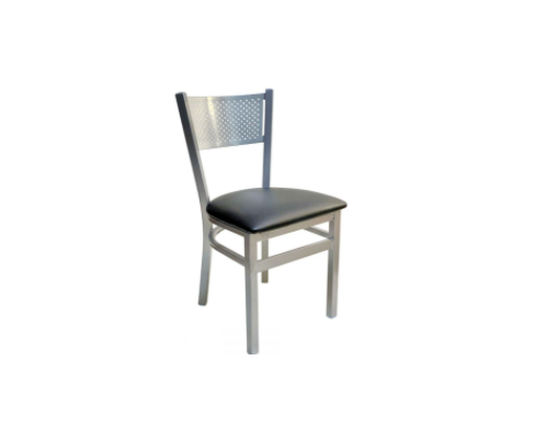 317 Metal Frame Chair - Silver Frame/Black Vinyl Seat