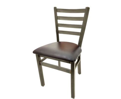 SL135C Clear Coat Metal Chair - Black Vinyl Seat