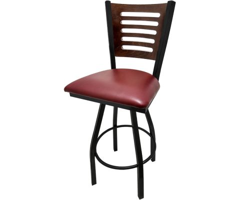 Five Line Swivel Barstool - Wood Seat