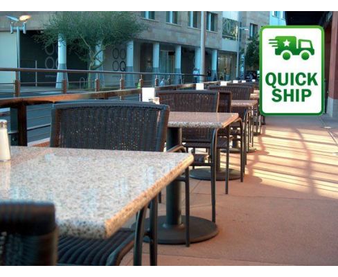 Square Granite Table Tops Placed in Restaurant in Kashmiri White color