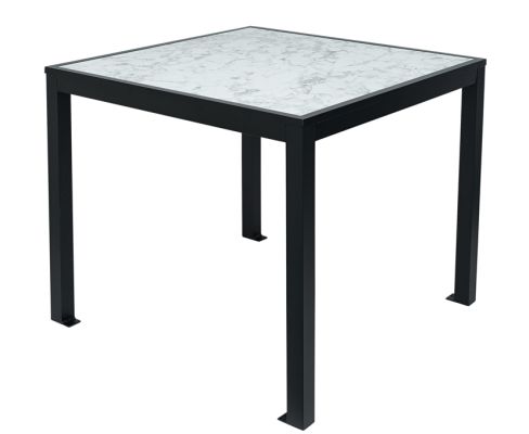 Surf Laminate Inlay Table - Black Frame - Carrara Marble Inlay