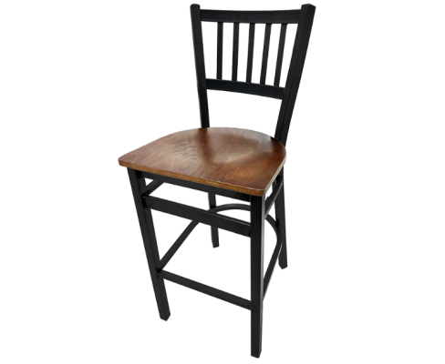 SL2090-1 Metal Frame Barstool - Walnut Wood Seat
