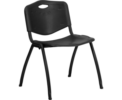 Hercules Stack Chair - Black w/ Black Frame