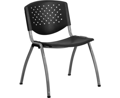 Hercules Perforated Stack Chair - Black w/ Gray Frame