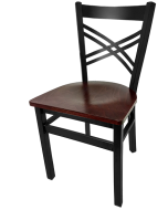 SL2130 Black Metal Frame Chair - Mahogany Wood Seat
