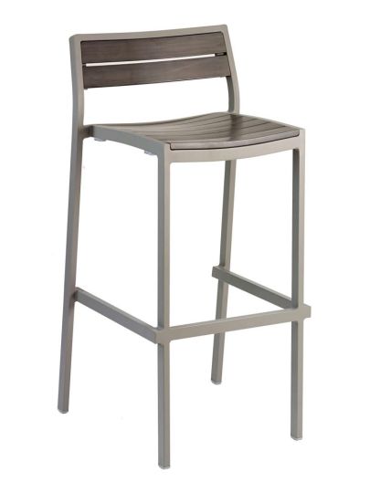 BAL-5700 Outdoor Barstool - Gray Frame/Gray Faux Teak