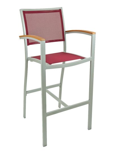 BAL-5624 Outdoor Barstool - Silver/Wine