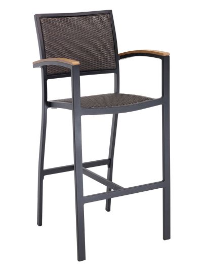 BAL-5625 Outdoor Arm Barstool - Black Frame/Java Weave