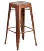 Backless Square Seat Metal Barstool - Copper