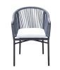 824 Outdoor Resin Arm Chair - Black with Grey Rope Back - Front View