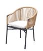 824 Outdoor Resin Arm Chair - Black with Tan Rope Back