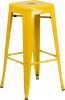 Backless Square Seat Metal Barstool - Yellow
